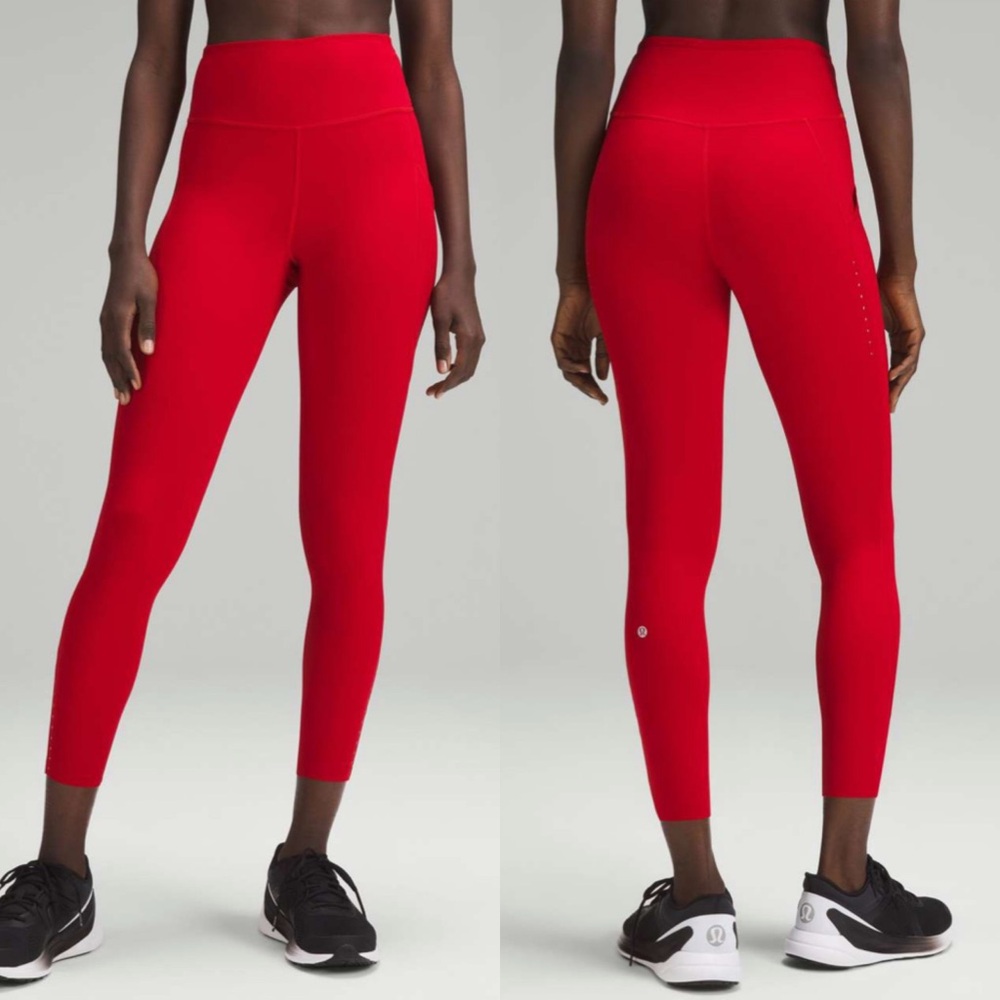 Lululemon Fast and Free High-Rise Tight 25” Pockets in Dark Red - Size 4